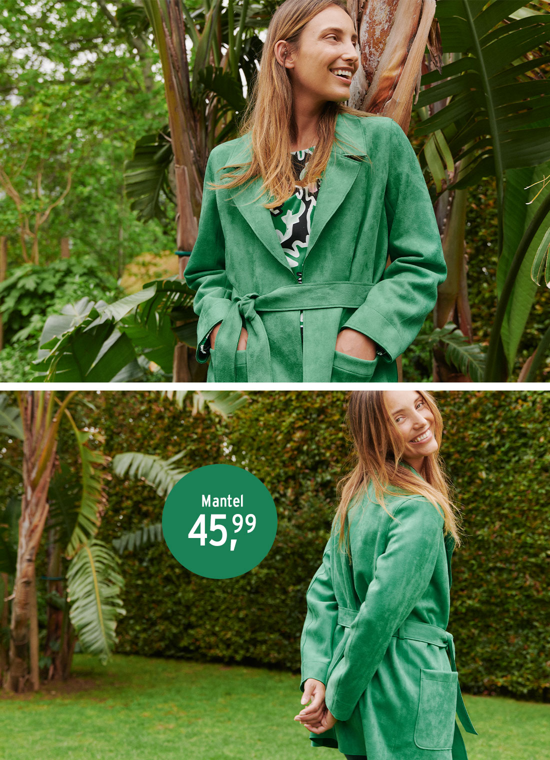 Grüner Mantel für Damen