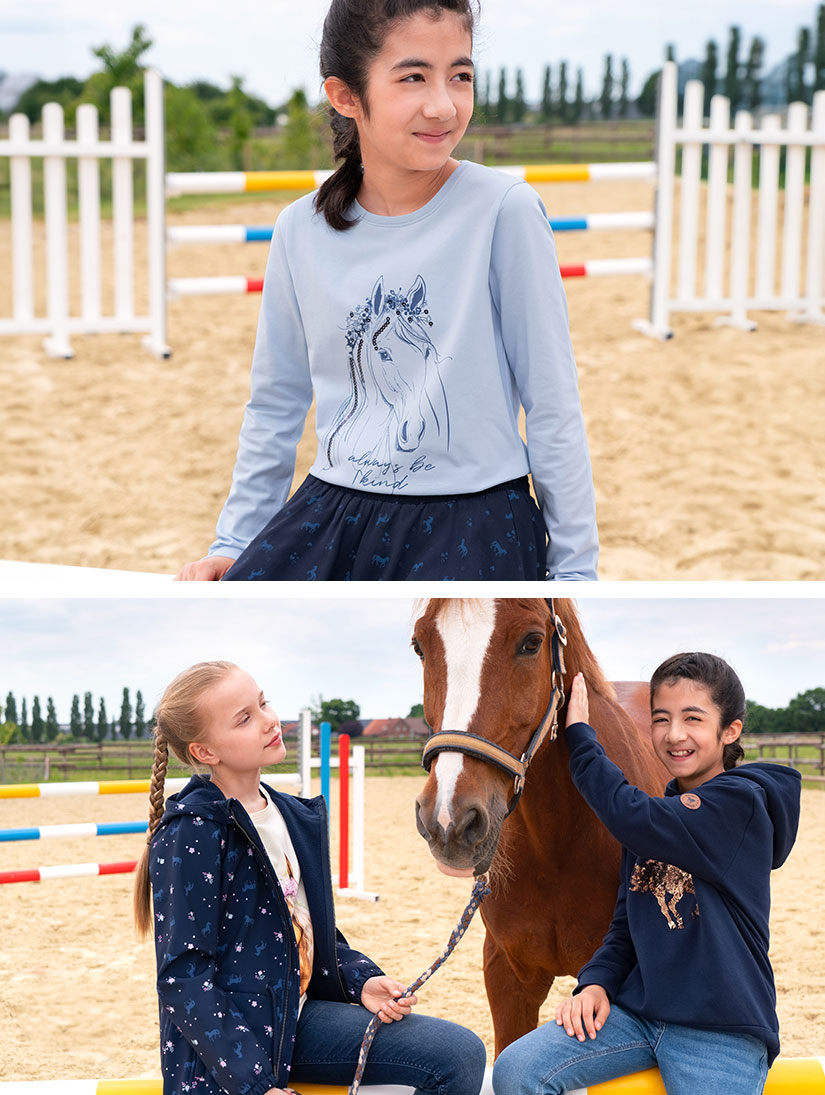 Softshell jas & shirt met lange mouwen en paardenprint voor meisjes
