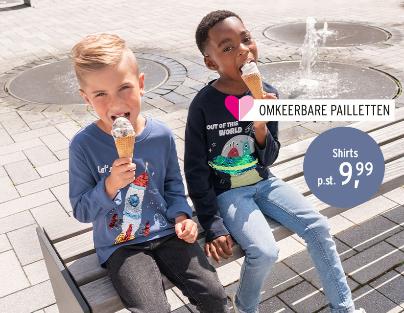 Overhemden met lange mouwen en omkeerbare pailletten voor kinderen