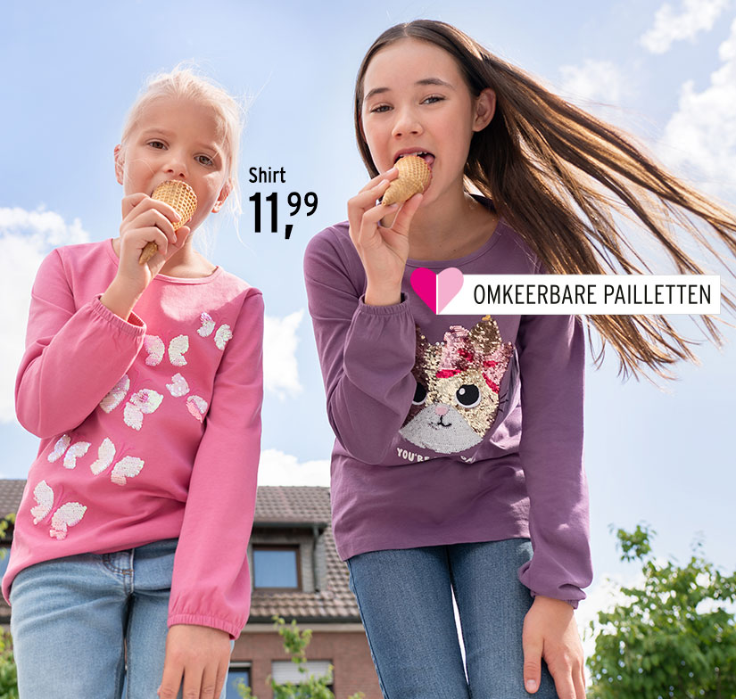Shirts met lange mouwen en omkeerbare pailletten voor meisjes