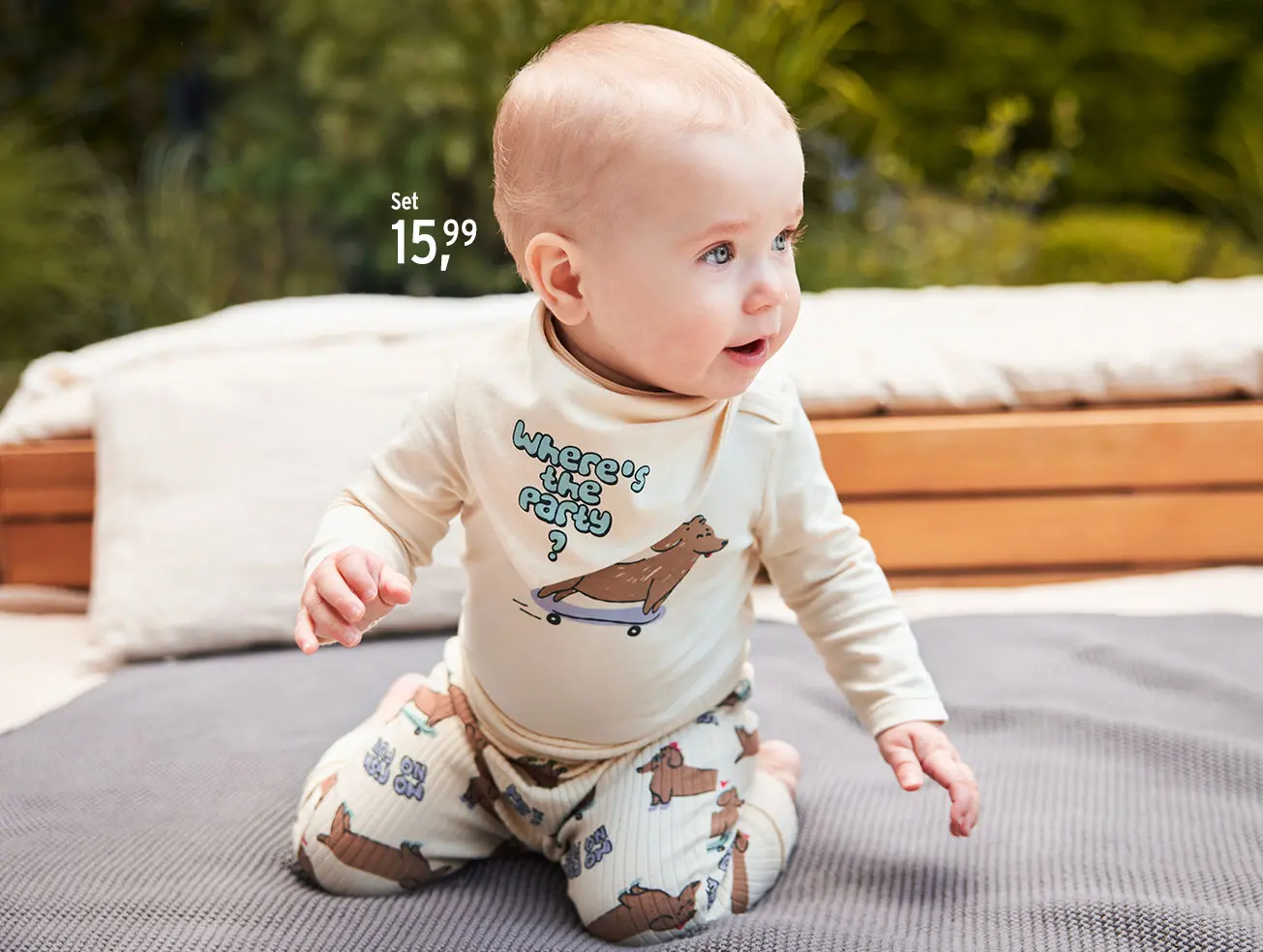 Mousseline set met print