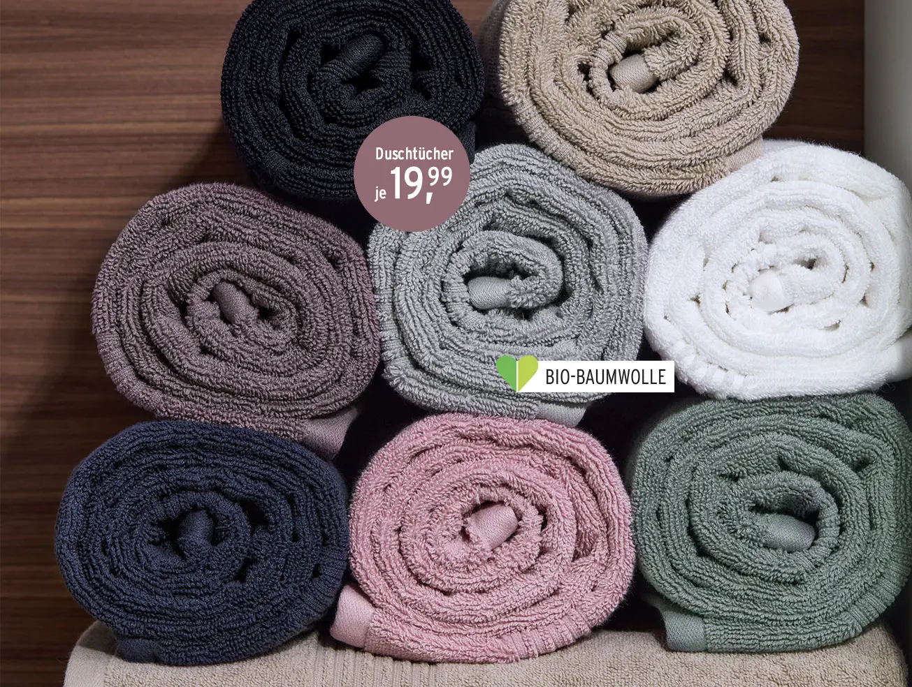 Duschtücher in verschiedenen Farben