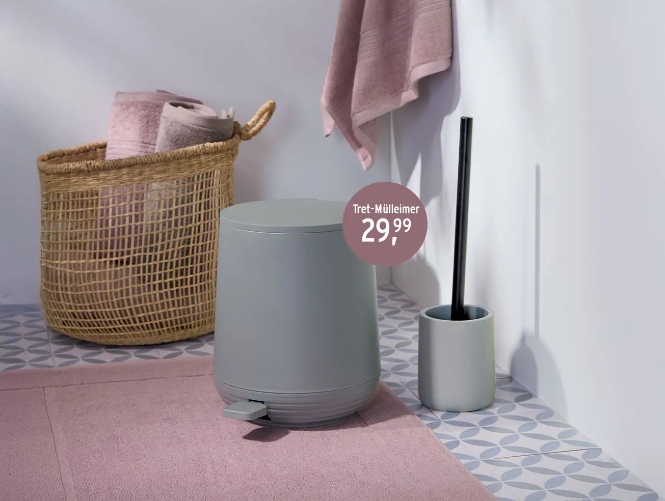 Kosmetikmülleimer in grau