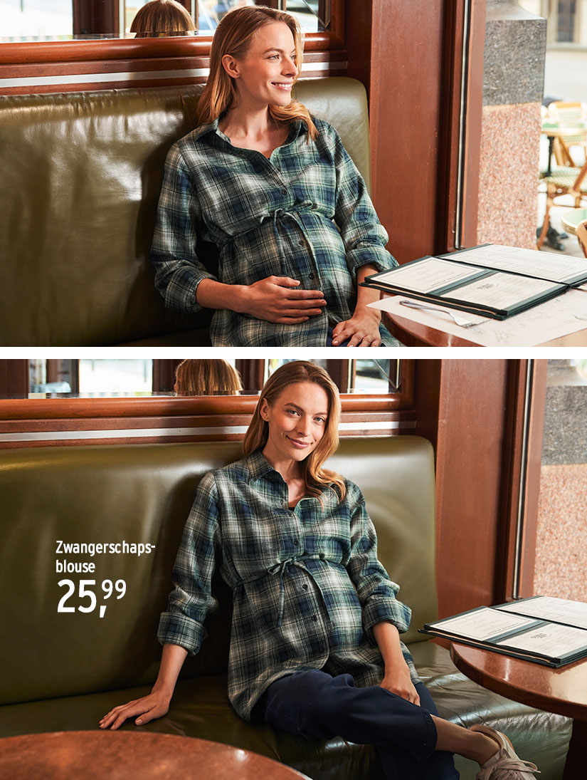 Zwangerschapsblouse met ruitjespatroon