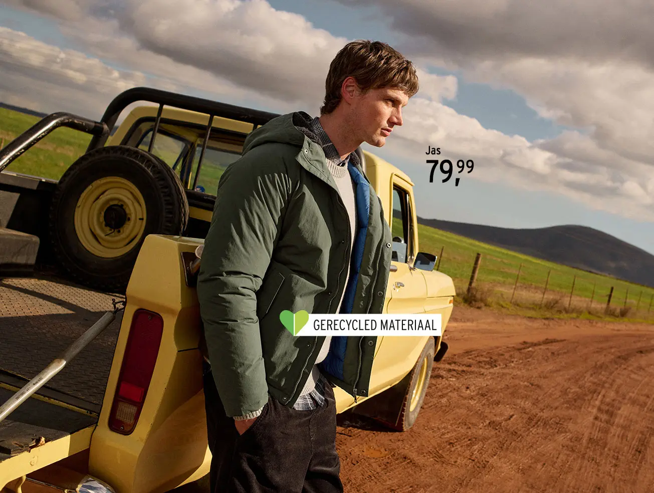 Herenjack in olijfkleur