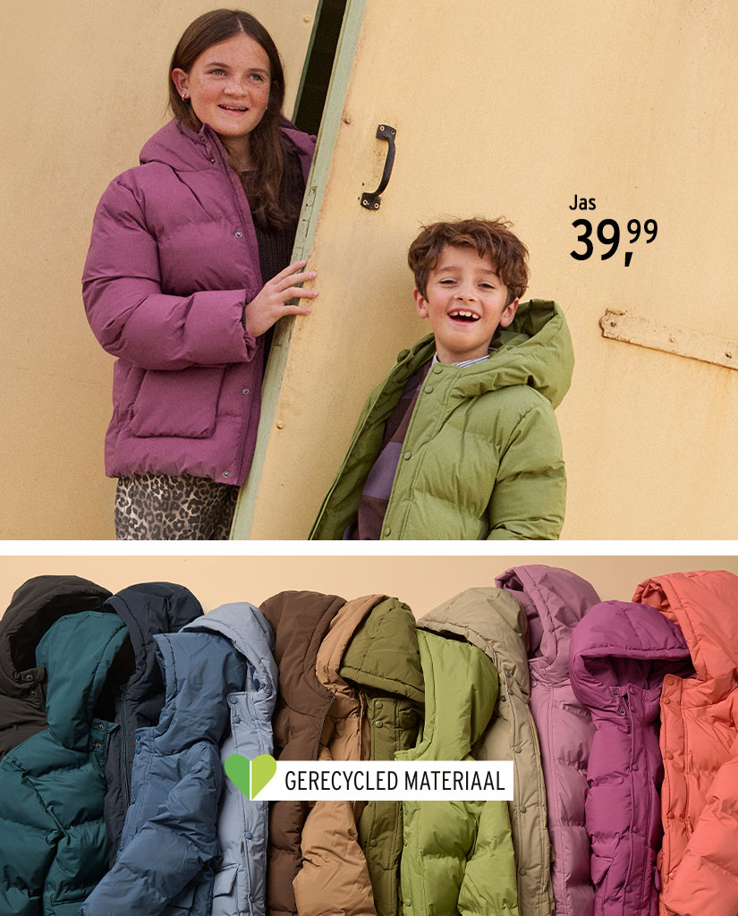 Groen pofjack voor jongens