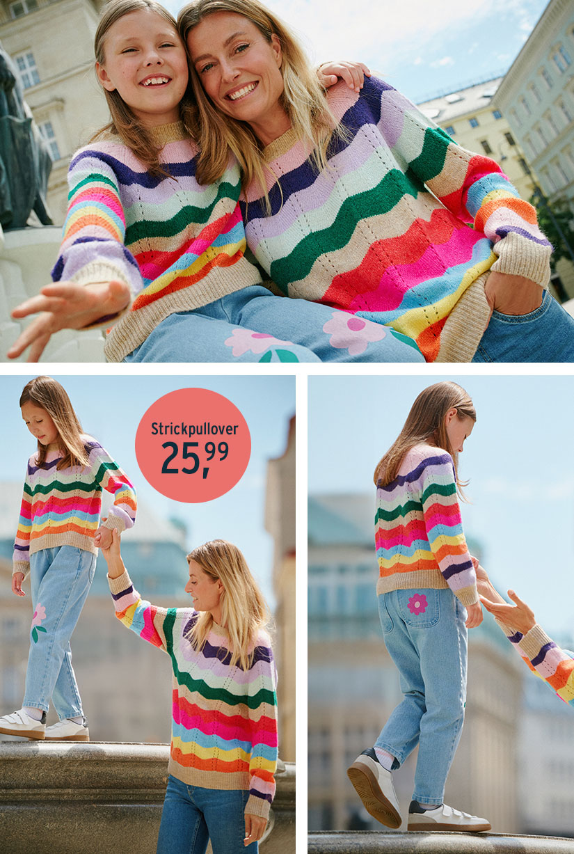 Bunte Mode für Mama und Tochter