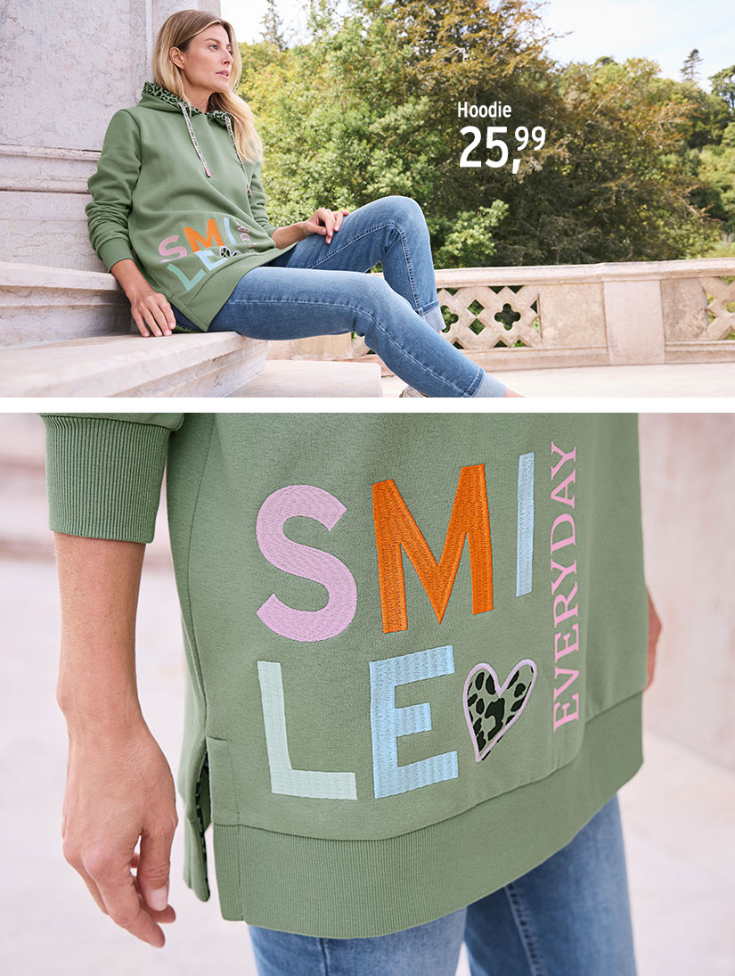 Hoodie met glimlachprint