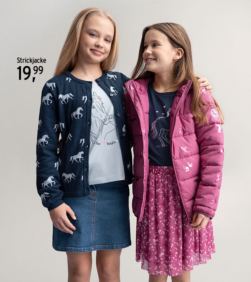Strickjacke für Mädchen mit Pferde-Motiven