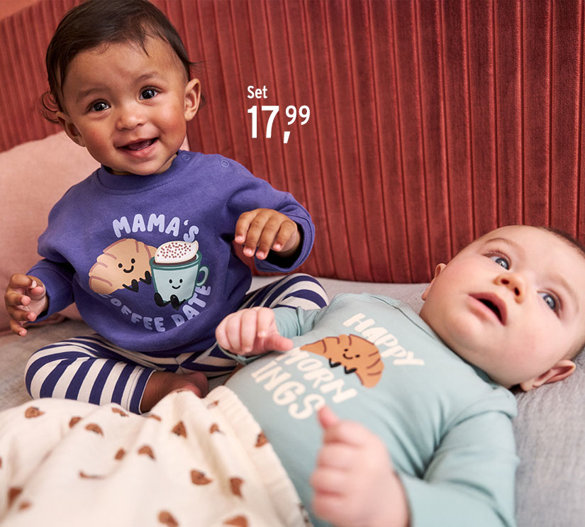 Babykleding met schattige motieven