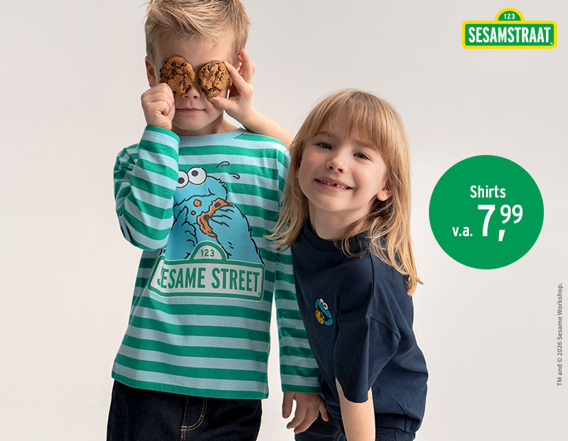 Vrolijke kindermode met Sesamstraatmotieven