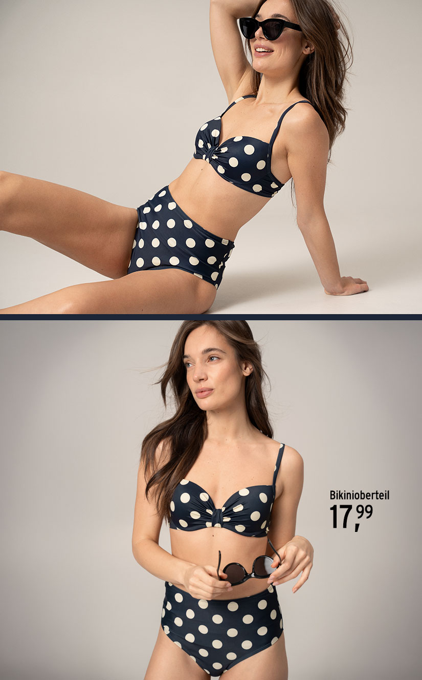 Bademode für Damen mit Streifen und Punkten