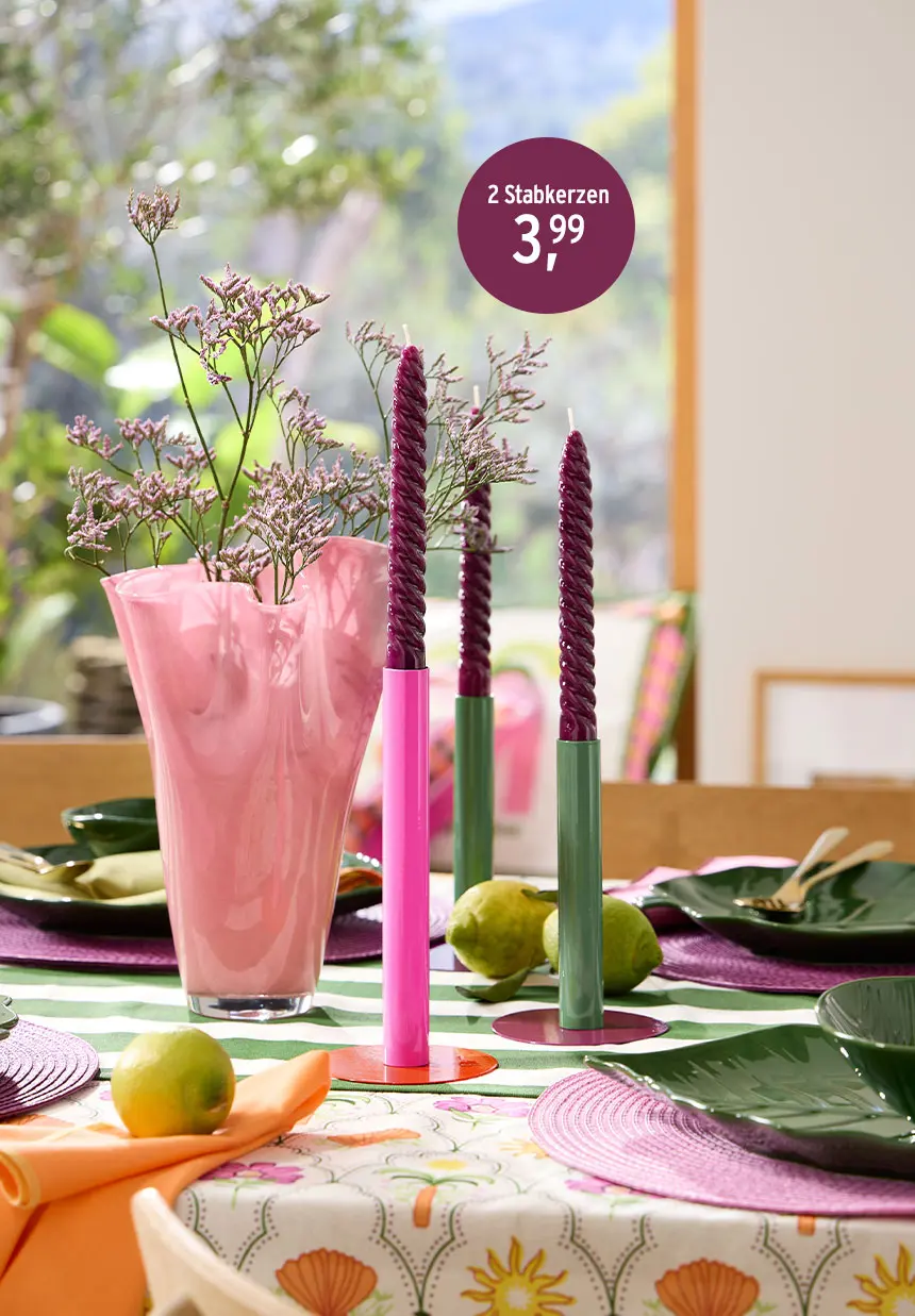 Stabkerzen in verschiedenen Farben