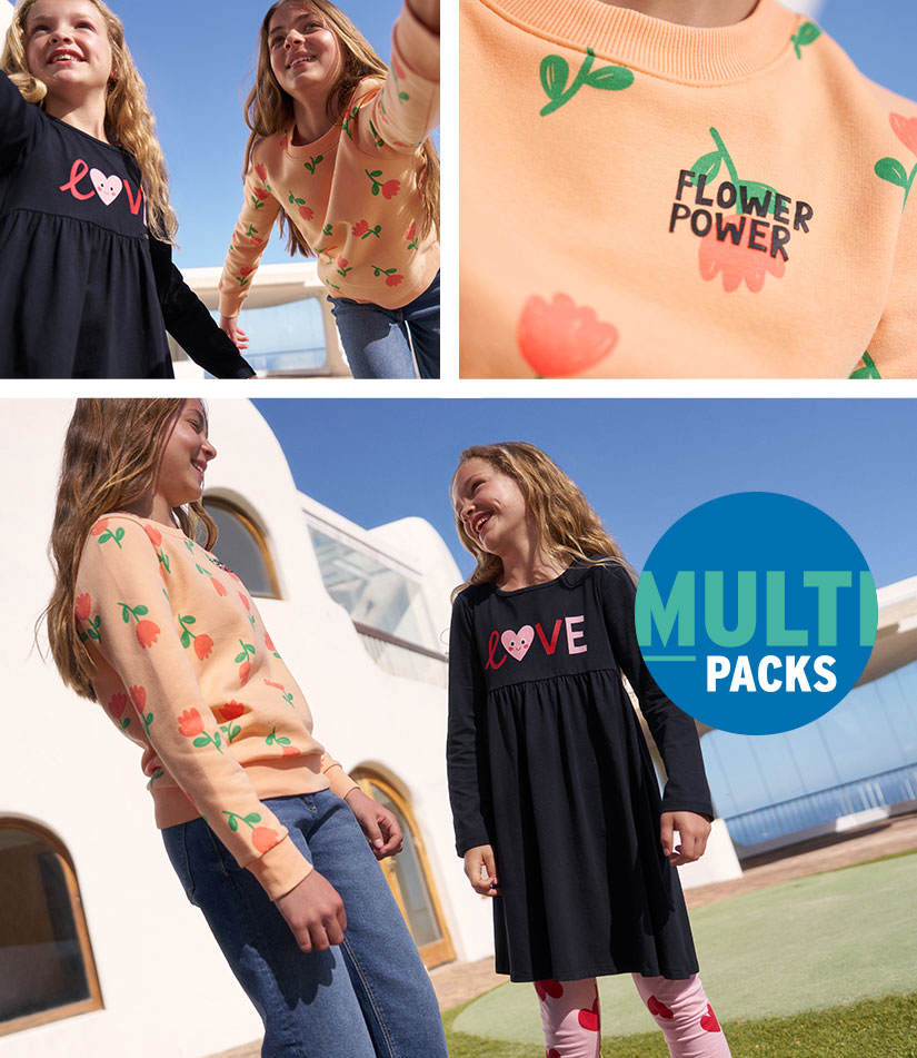 Meisjesmode met kleurrijke prints