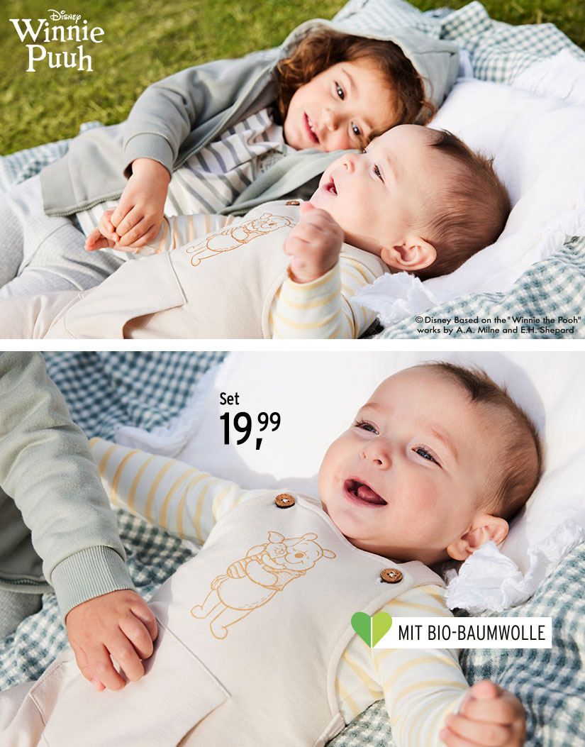 Mode für Babys mit Winnie Puuh-Motiven