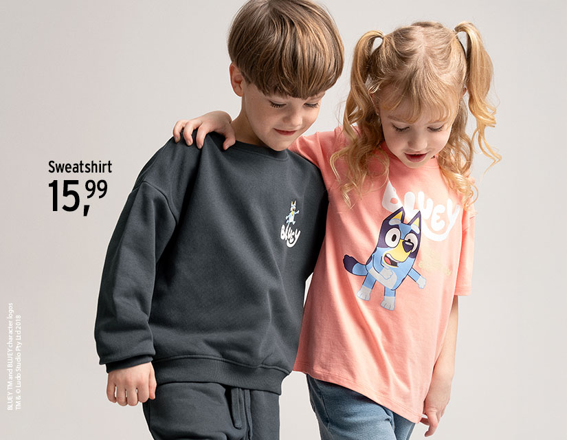 Kindermode mit Bluey-Motiven