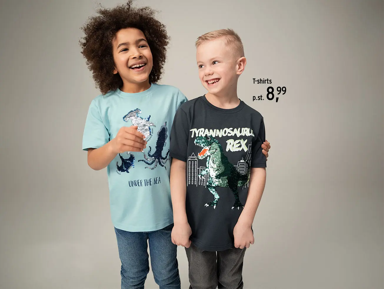 Omkeerbare pailletten T-shirts voor jongen peuters