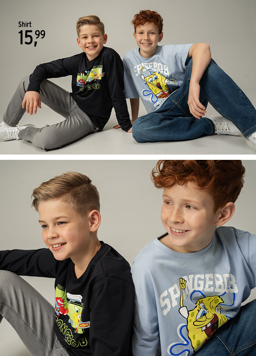 Shirts met lange mouwen voor jongens met SpongeBob SquarePants
