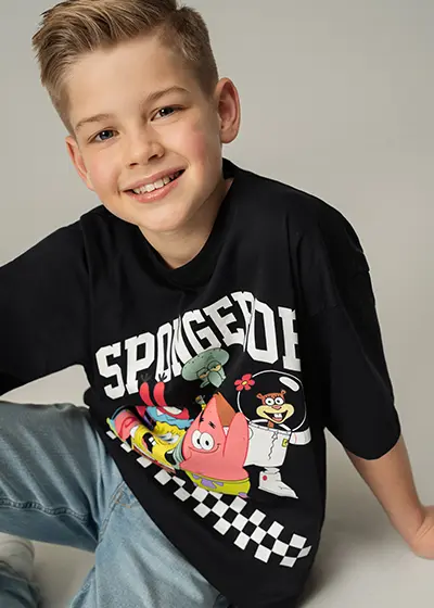 T-shirts für Kinder Jungen mit SpongeBob Schwammkopf