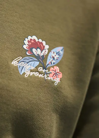 Detail van het sweatshirt