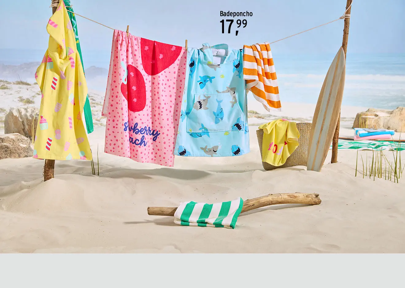 Badetücher und Ponchos für Kinder