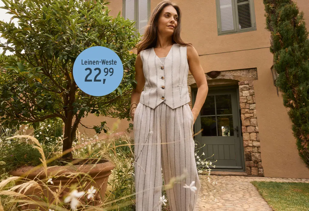 gestreifte Leinen-Weste für Damen