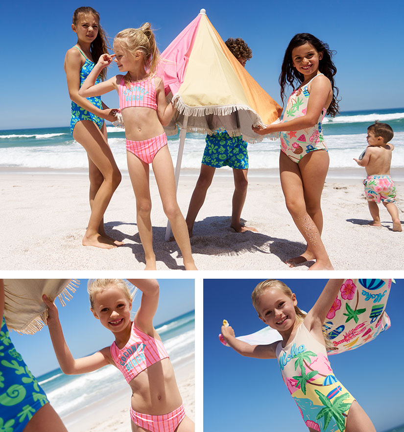 Bademode für Kinder mit bunten Motiven