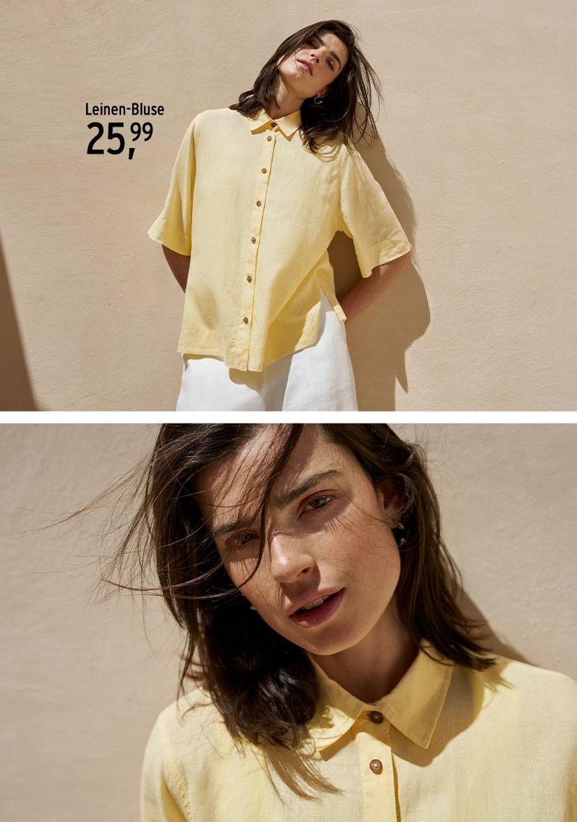 Gelbe Leinen-Bluse für Damen