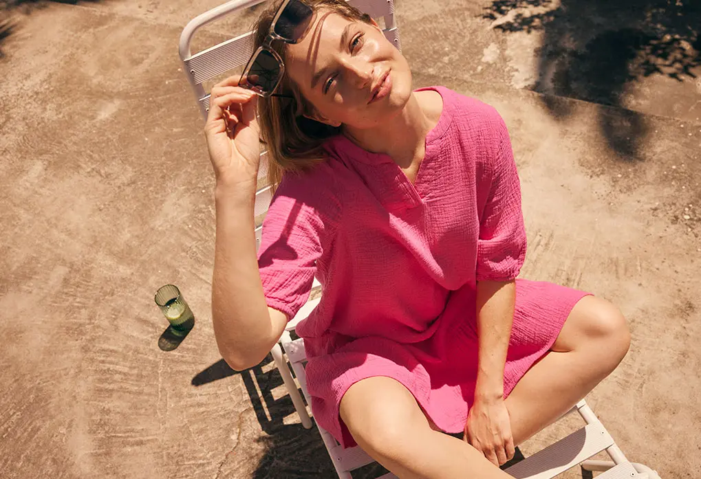 Pinkes Musselinkleid