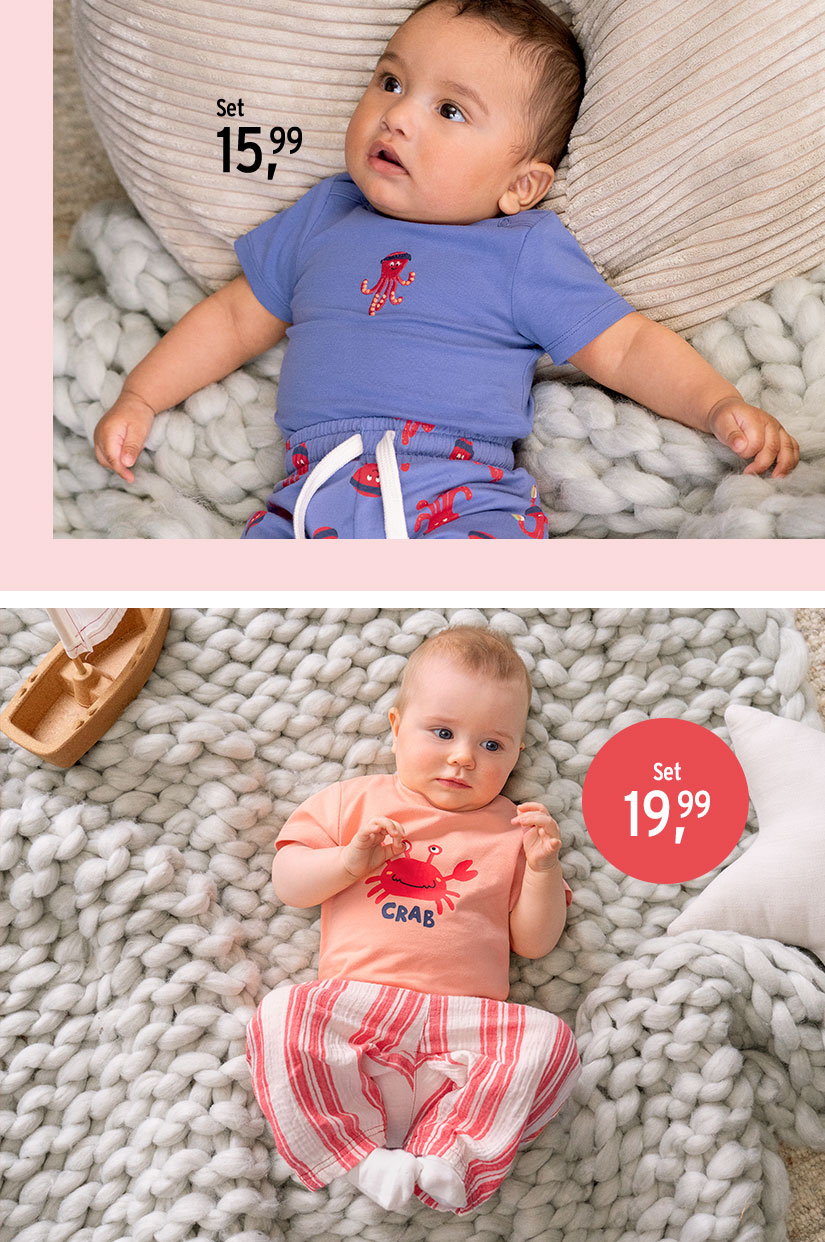 Peach farbendes Set für Babys mit Meerestieren