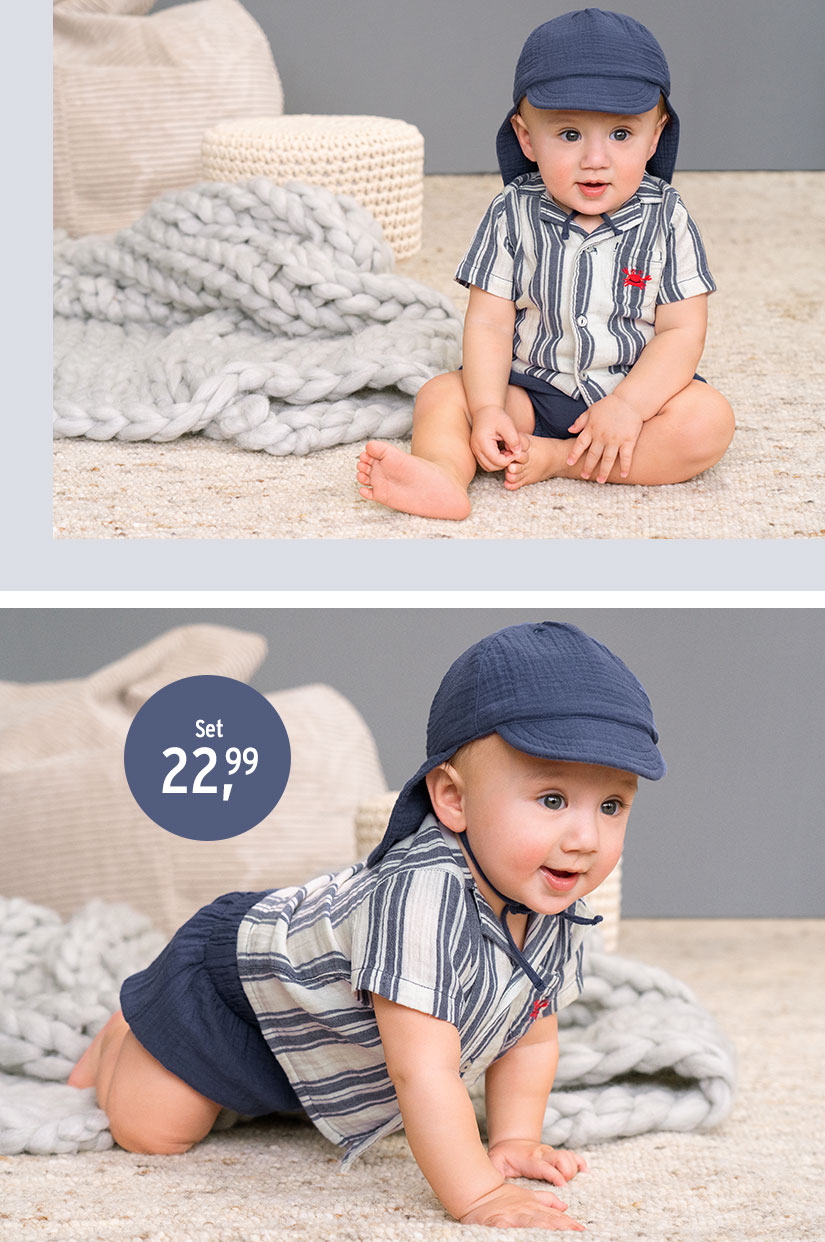 Blaue gestreiftes Jungen Set für Babys