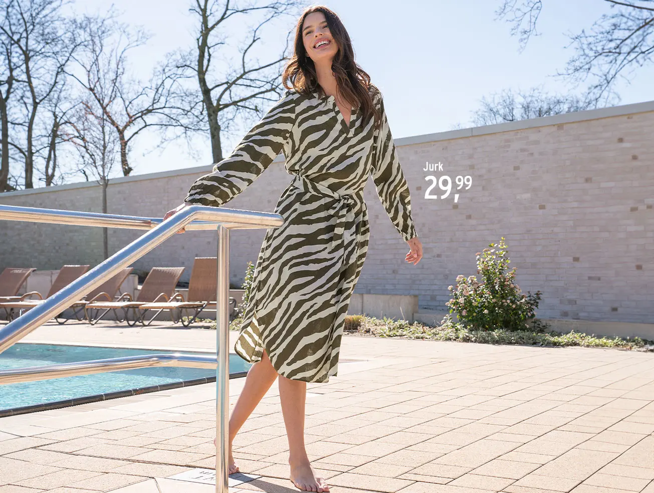 Linnen jurk met zebraprint