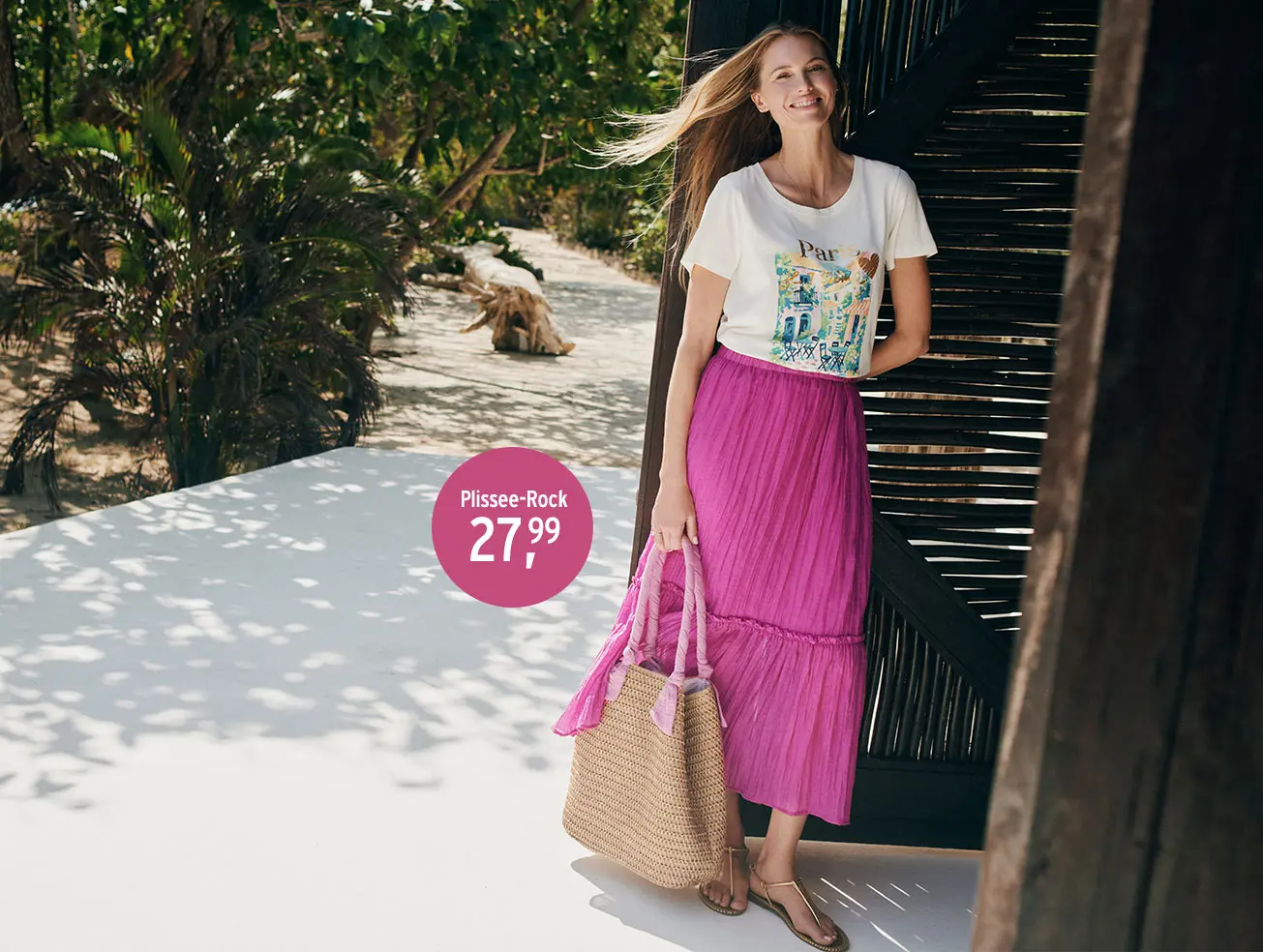  pinker Plisee-Rock für Damen