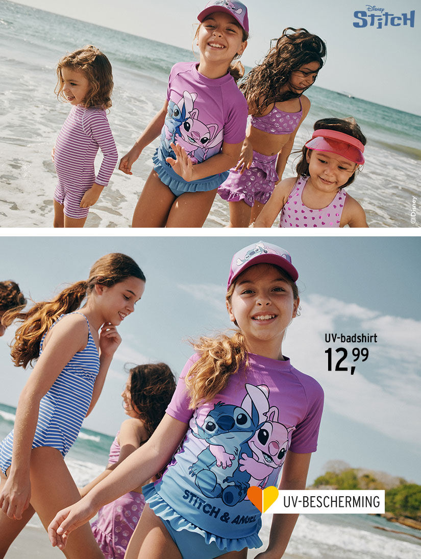 UV-zwemshirts voor peuters en meisjes met steek