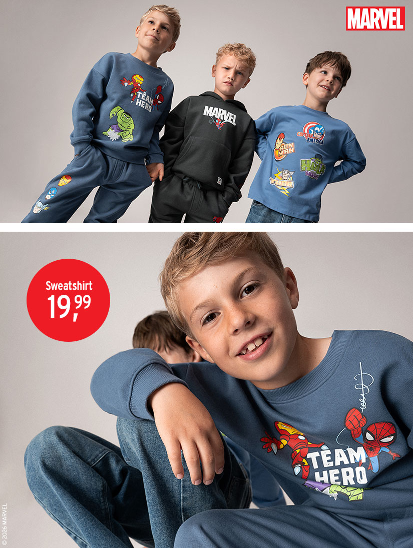 Kindermode mit Motiven von Marvel