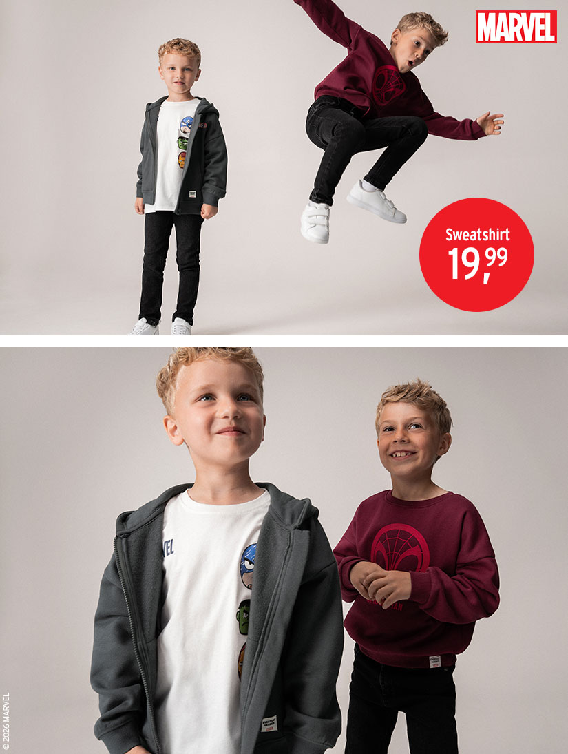 Sweatshirt mit Motiven von Spiderman und Marvel-Helden