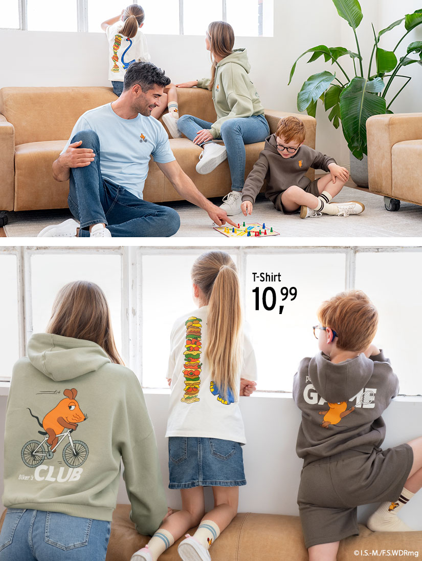 Mode für die ganze Familie mit Motiven aus "Die Sendung mit der Maus"