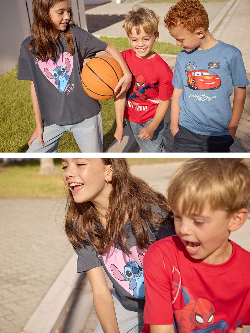 Kindermode mit Motiven von Disney Helden