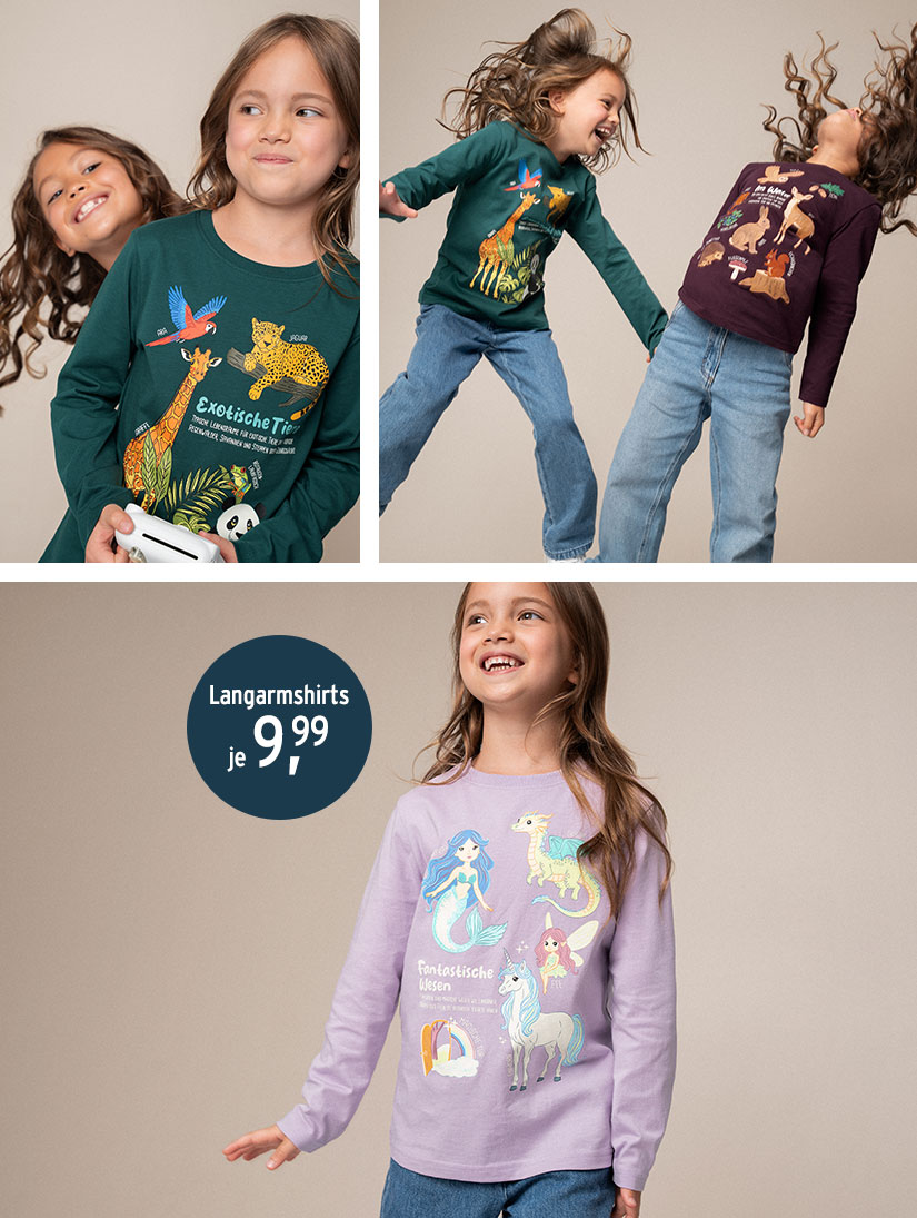 Langarmshirts für Kinder mit Wissensprint