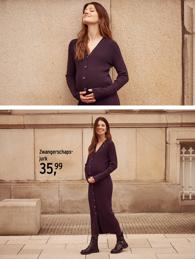 Gebreide jurk voor zwangere vrouwen