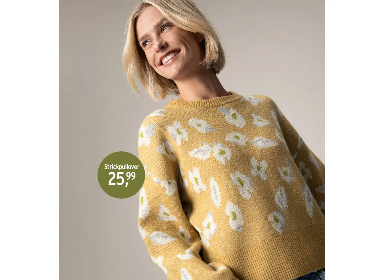 Gelber Pulli mit Leomuster