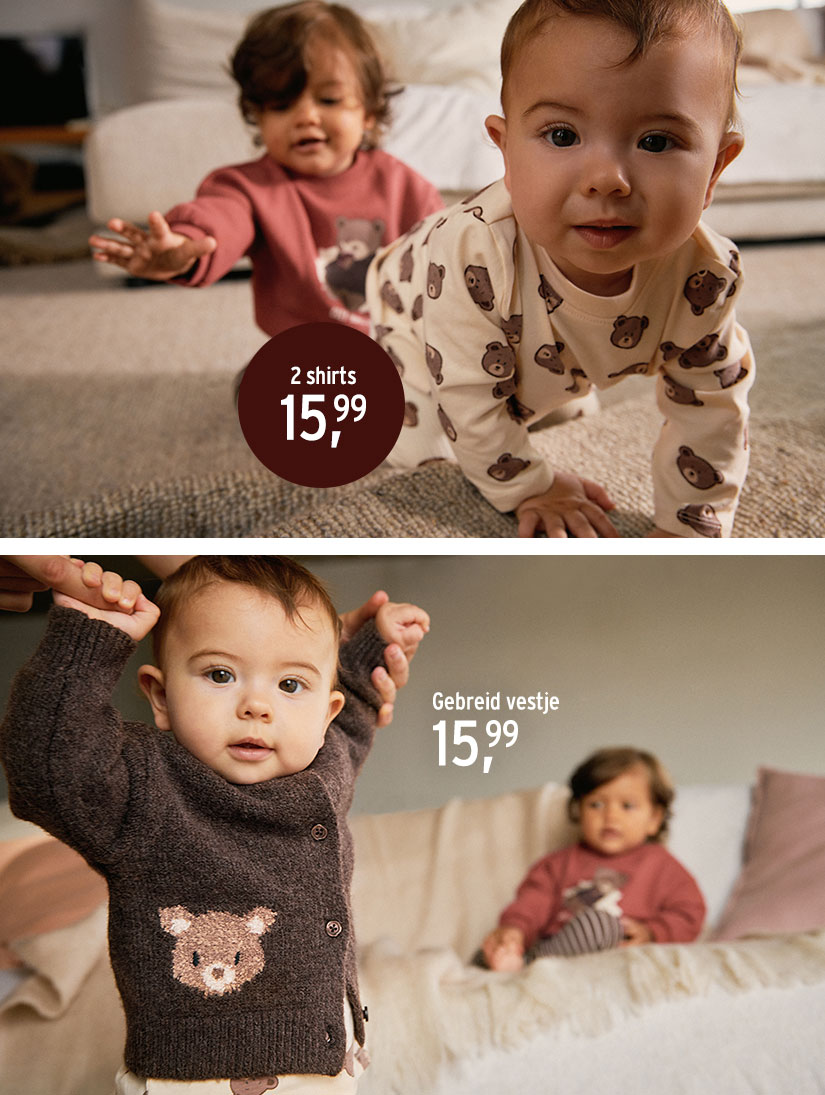 T-shirts met lange mouwen en vestjes voor baby’s