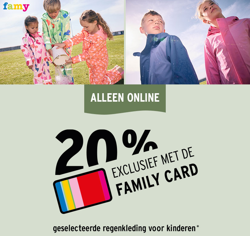 20% korting op geselecteerde kinderen regenkleding