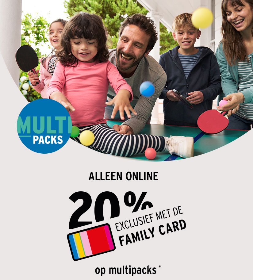 20% korting op multipacks voor het hele gezin