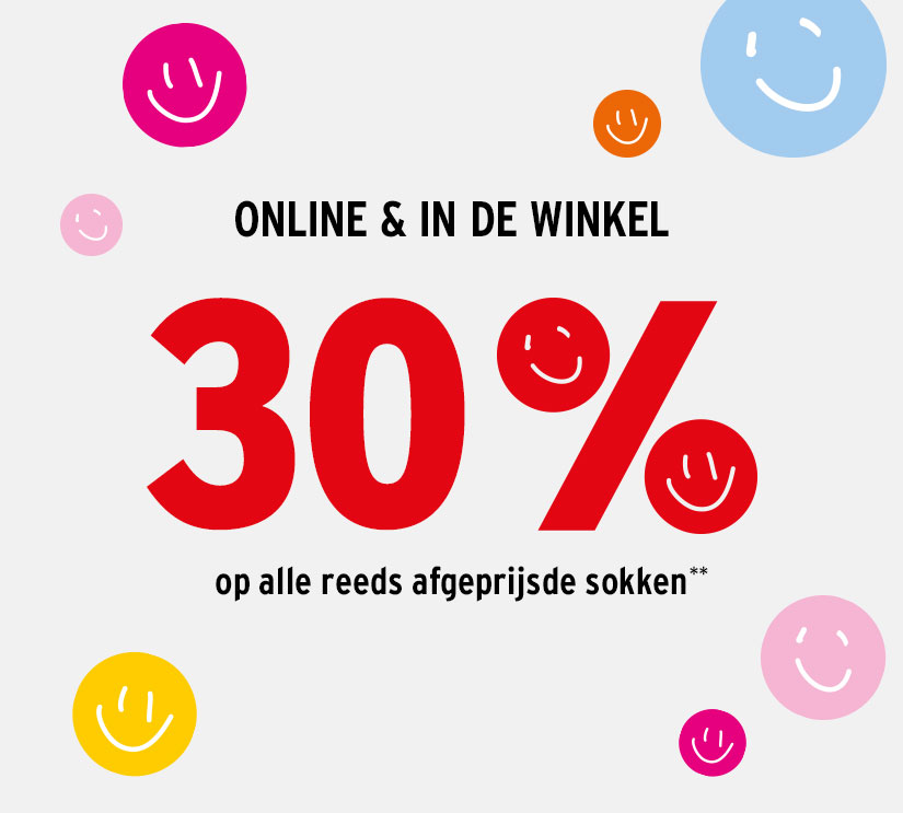 30% korting op al afgeprijsde sokken