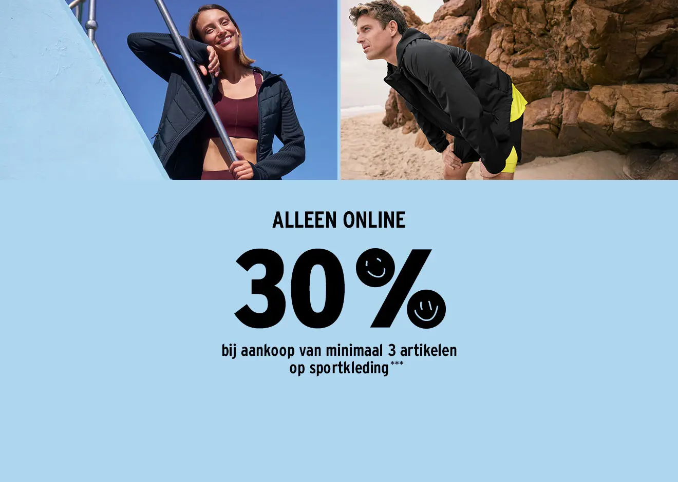 30% vanaf een aankoop van 3 artikelen op sportmode