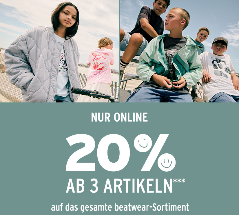 20% ab 3 Beatwear-Artikeln