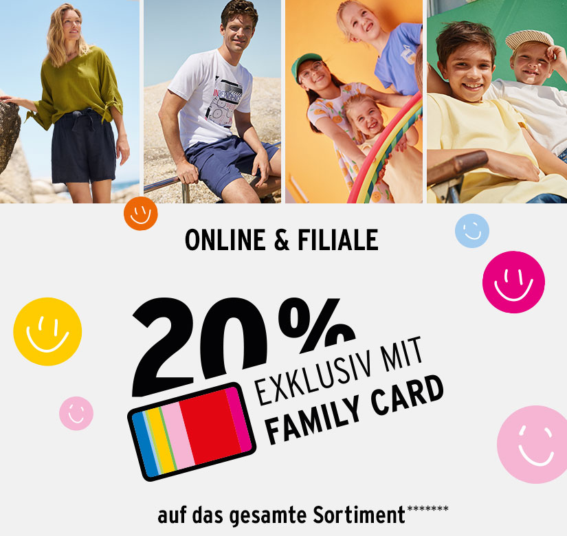 20% auf das ganze Sortiment mit Family Card