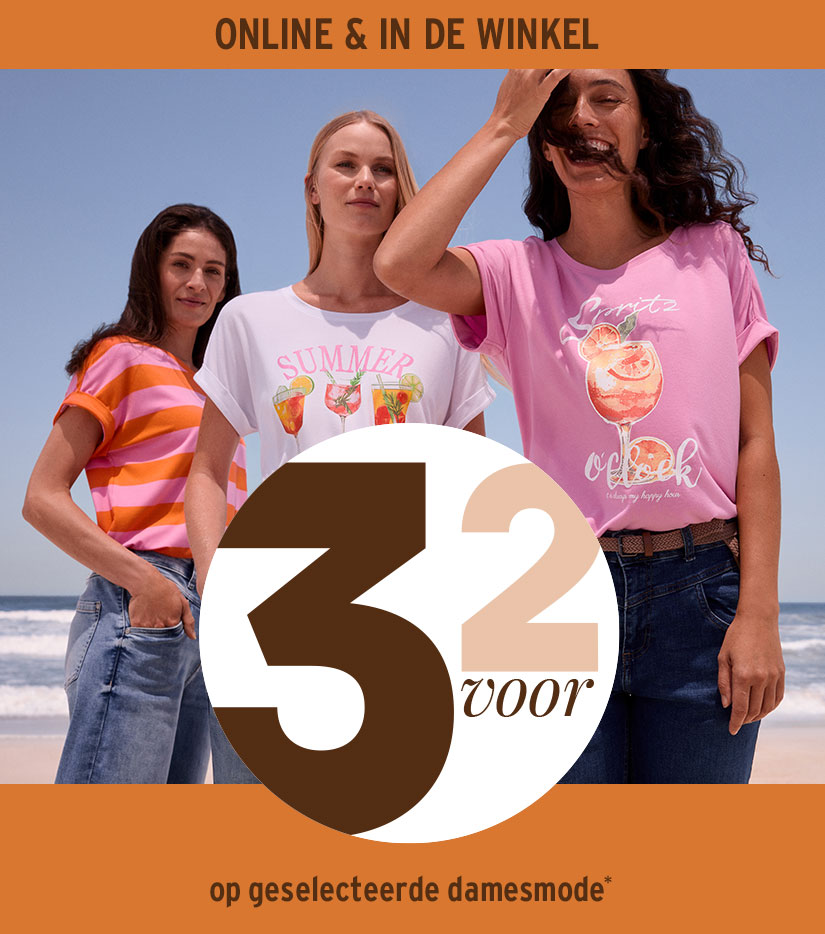 3 voor 2 actie voor damesmode