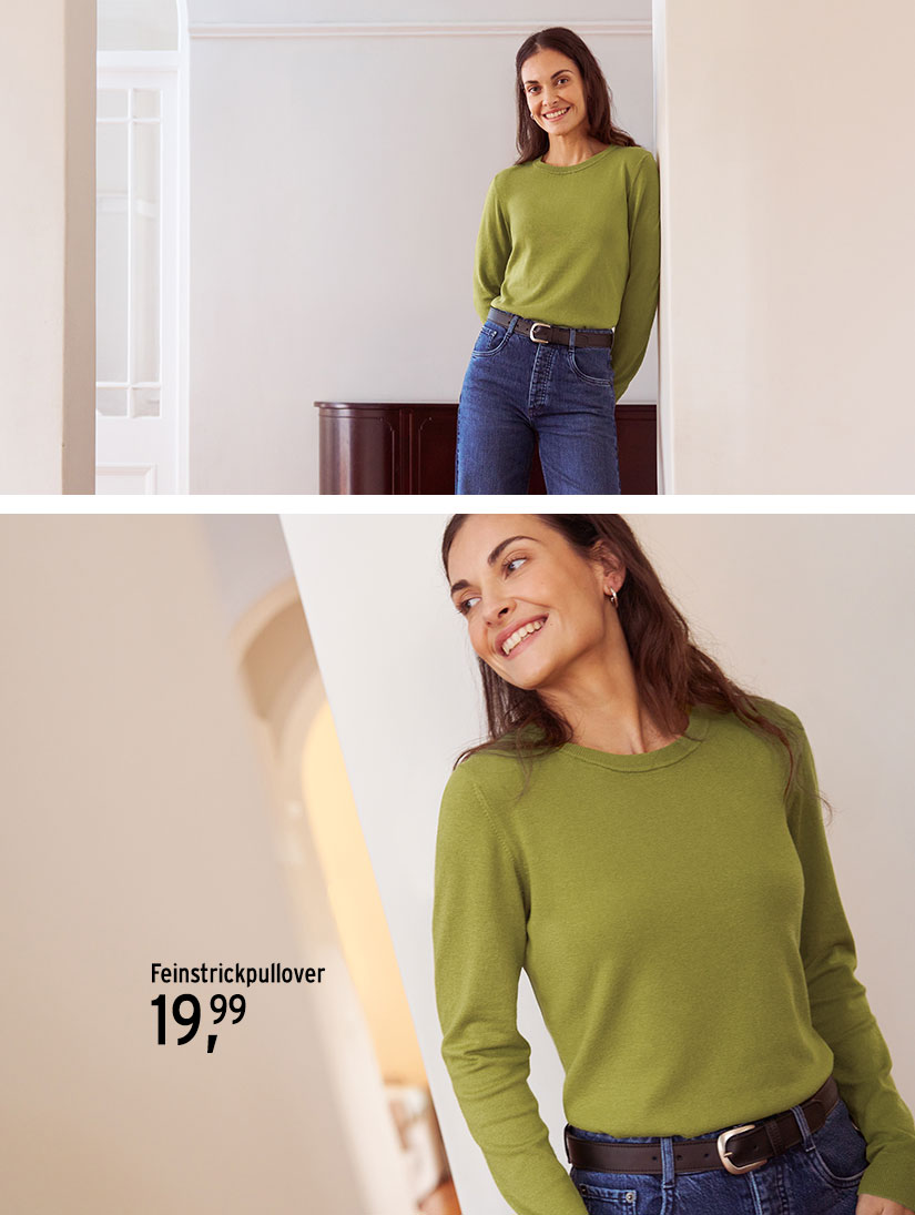 Feinstrickpullover in grün